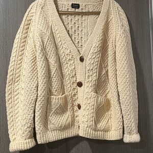 Cozy Cream Cable Knit Cardigan, made in Ireland